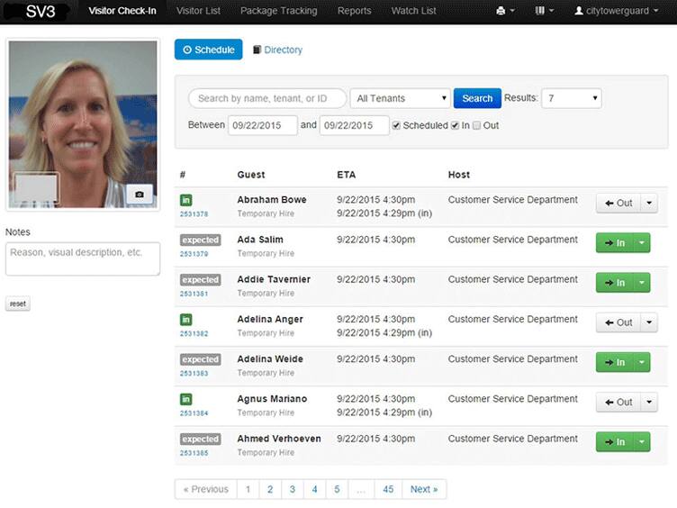 personnel and visitor management