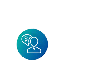 Icon showing person with dollar symbol representing cost efficiency and financial savings