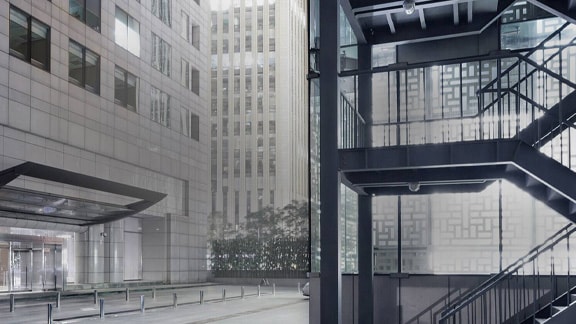 Stairwell outside a commercial building