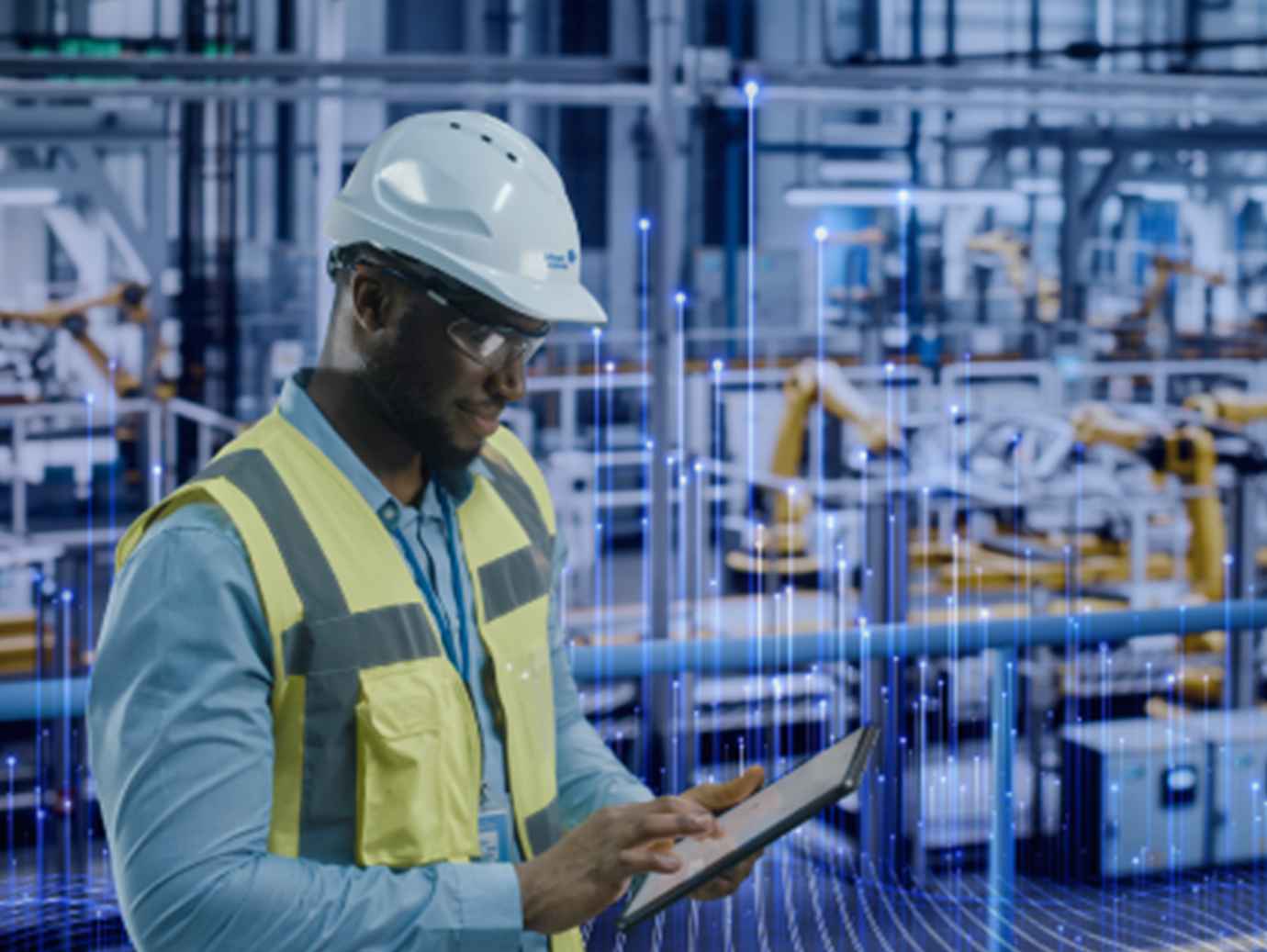 Automotive industrial facility working on vehicle production