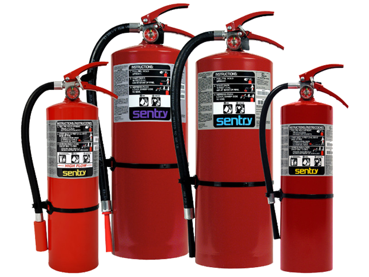 Four Stored Pressure Hand Portable Extinguishers