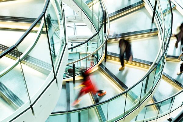 People are walking in staircase