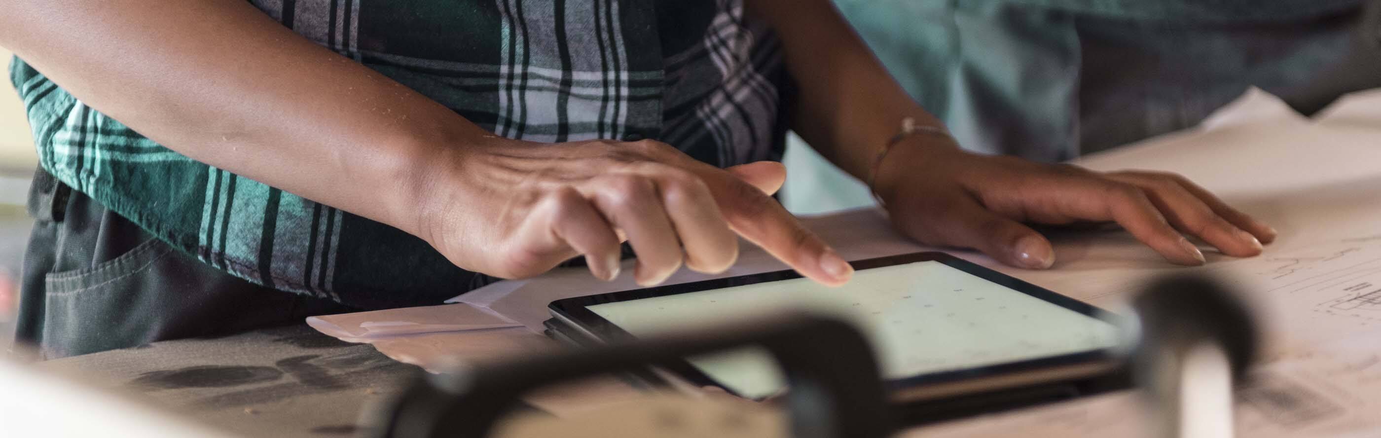 Man working on tablet