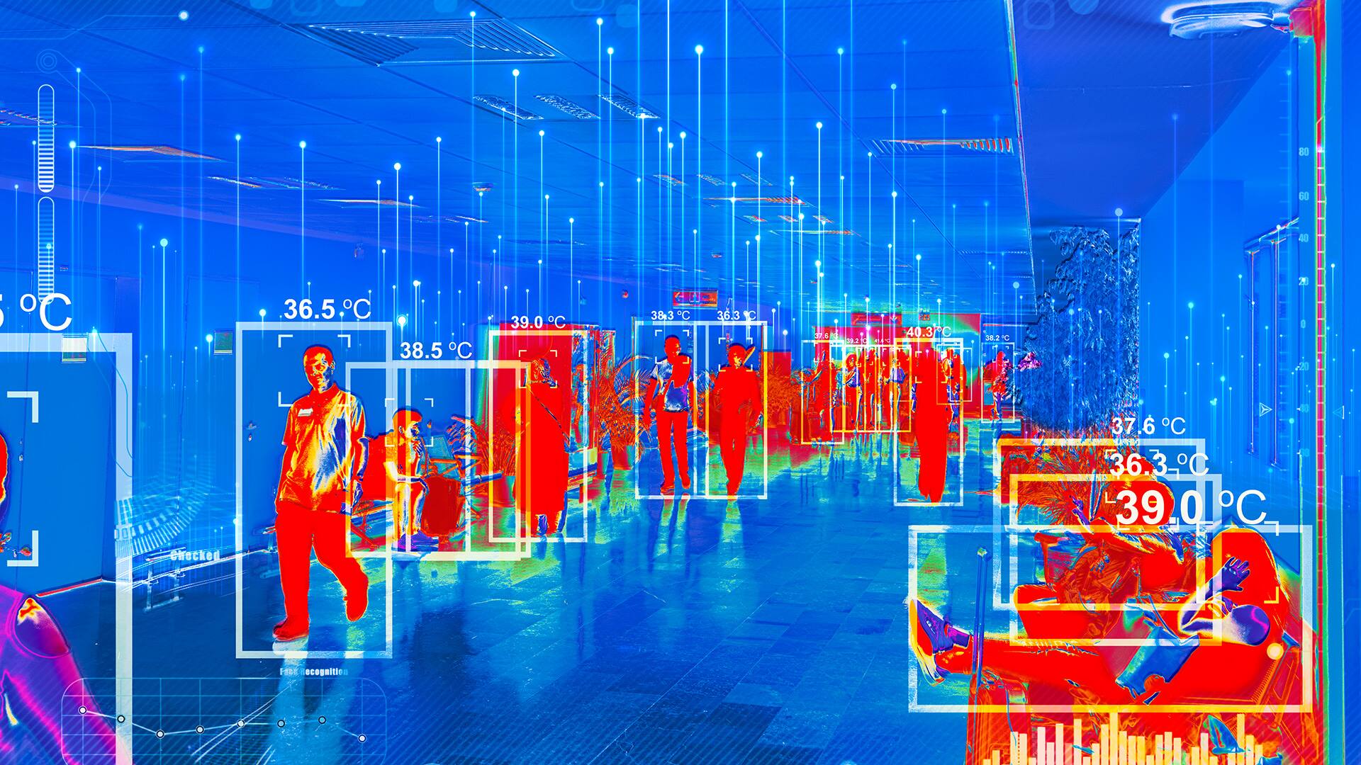 Thermo imaging of people in public space