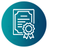 Certificate document icon with gear representing process or compliance