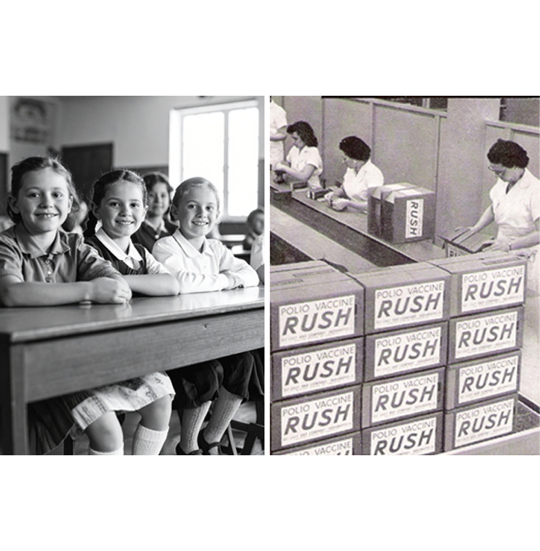 Early photos of packaging unit of Polio vaccine